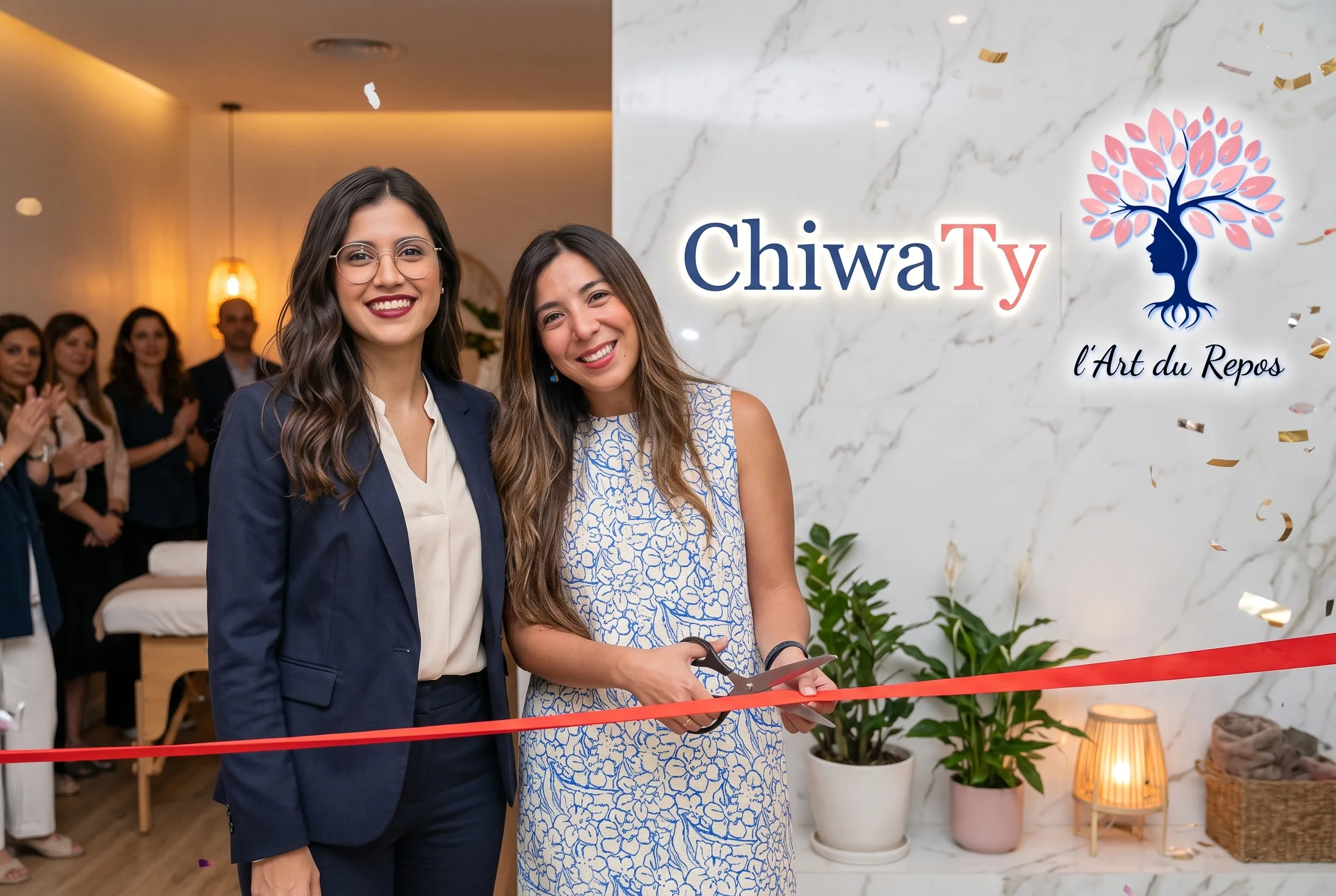Les fondatrices de Chiwaty devant la signature de marque.